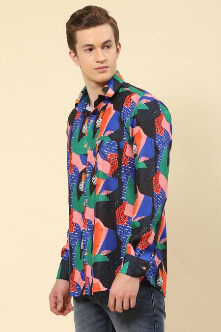 Buy_Soniya G_Multi Color Cotton Abstract Print Shirt_Online_at_Aza_Fashions