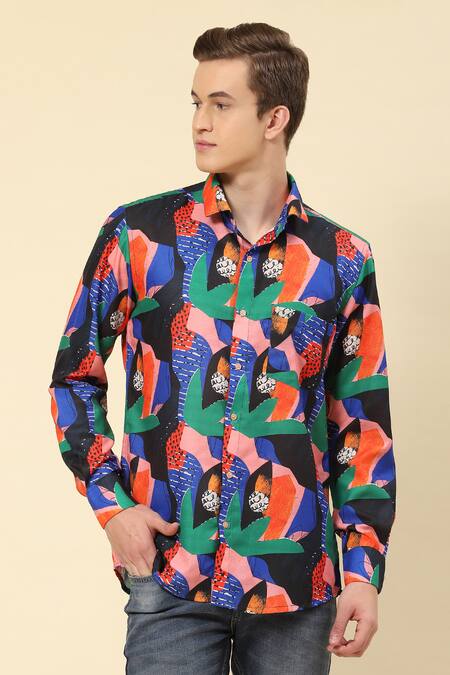 Shop_Soniya G_Multi Color Cotton Abstract Print Shirt_Online_at_Aza_Fashions