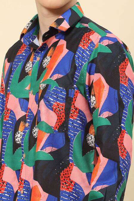 Soniya G_Multi Color Cotton Abstract Print Shirt_at_Aza_Fashions