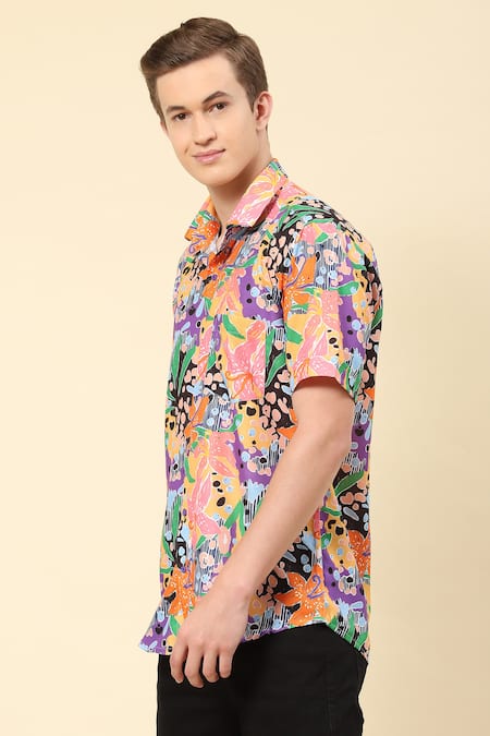 Buy_Soniya G_Multi Color Cotton Abstract Floral Print Shirt _Online_at_Aza_Fashions