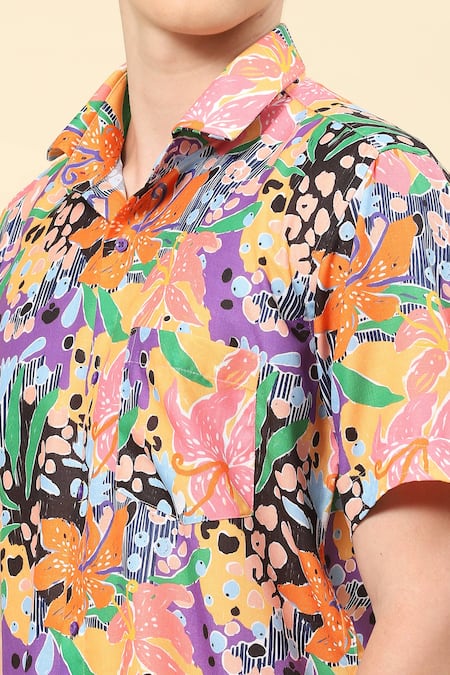 Soniya G_Multi Color Cotton Abstract Floral Print Shirt _at_Aza_Fashions
