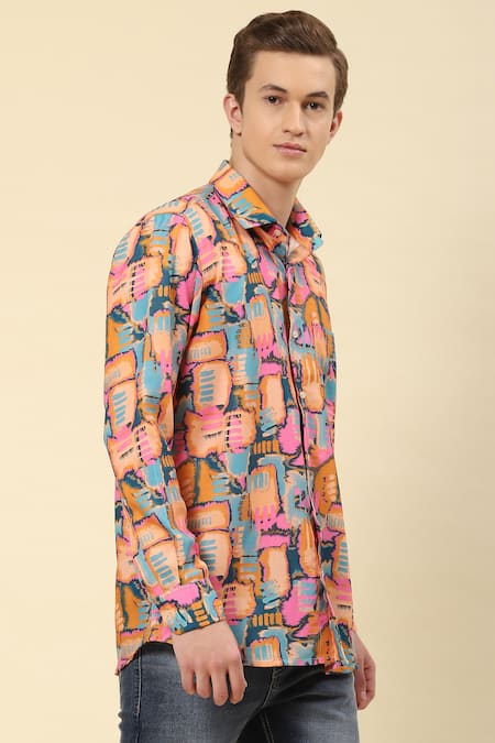 Soniya G Multi Color Cotton Abstract Geometric Print Shirt Online at Aza Fashions Soniya G_Multi Color Cotton Abstract Geometric Print Shirt _Online_at_Aza_Fashions