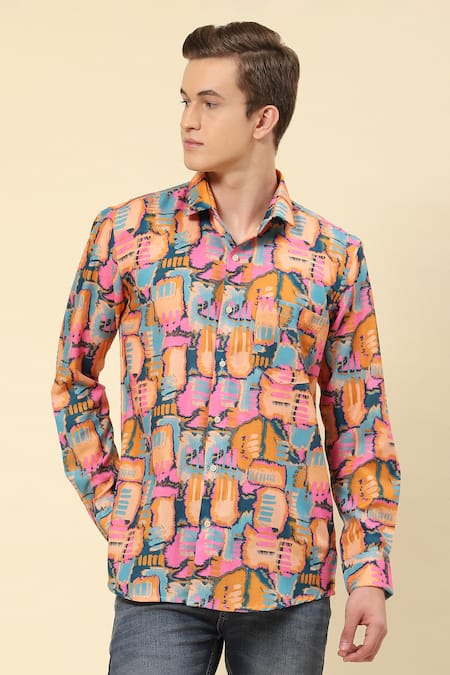Shop Soniya G Multi Color Cotton Abstract Geometric Print Shirt Online at Aza Fashions Shop_Soniya G_Multi Color Cotton Abstract Geometric Print Shirt _Online_at_Aza_Fashions