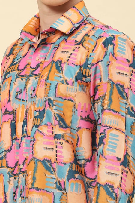 Soniya G Multi Color Cotton Abstract Geometric Print Shirt at Aza Fashions Soniya G_Multi Color Cotton Abstract Geometric Print Shirt _at_Aza_Fashions