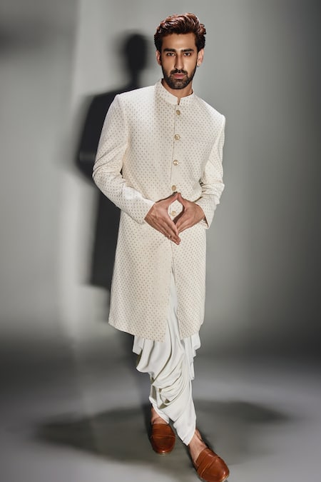 Chatenya Mittal Barfi Pattern Embroidered Achkan Set 