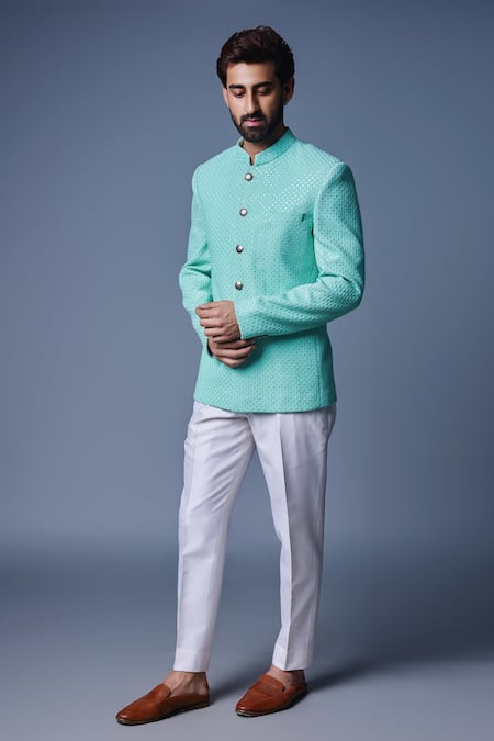 Chatenya Mittal Sequin Embroidered Bandhagla & Pant Set 