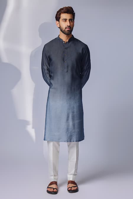 Chatenya Mittal Cotton Silk Ombre Kurta With Pant 