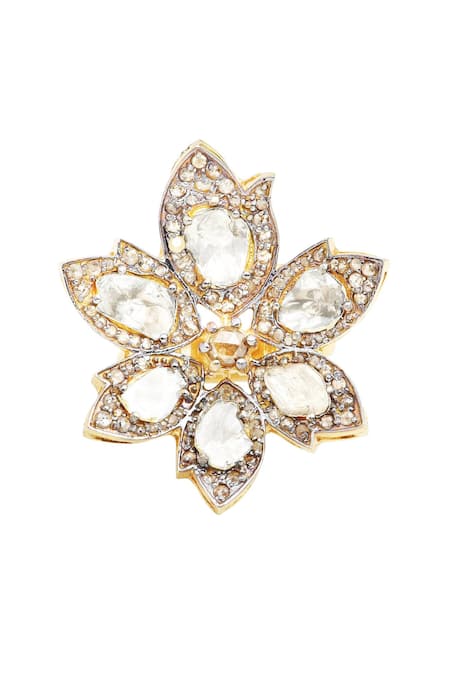 The Alchemy Studio Stone Embellished Floral Shape Ring 