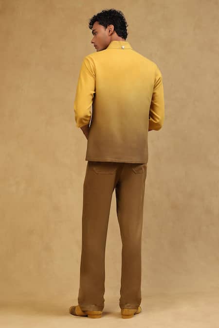 Soniya G Yellow Crepe Ombre Half Sleeve Shirt And Pant Set Online at Aza Fashions Soniya G_Yellow Crepe Ombre Half Sleeve Shirt And Pant Set _Online_at_Aza_Fashions