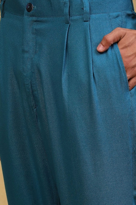 Soniya G Blue Crepe Metallic Thread Ombre Shaded Jacket And Pant Set at Aza Fashions Soniya G_Blue Crepe Metallic Thread Ombre Shaded Jacket And Pant Set _at_Aza_Fashions