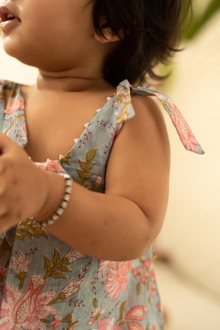 Shop_Plumcheeks_Multi Color 100% Hand Block Cotton Floral Tunic Dress _Online_at_Aza_Fashions