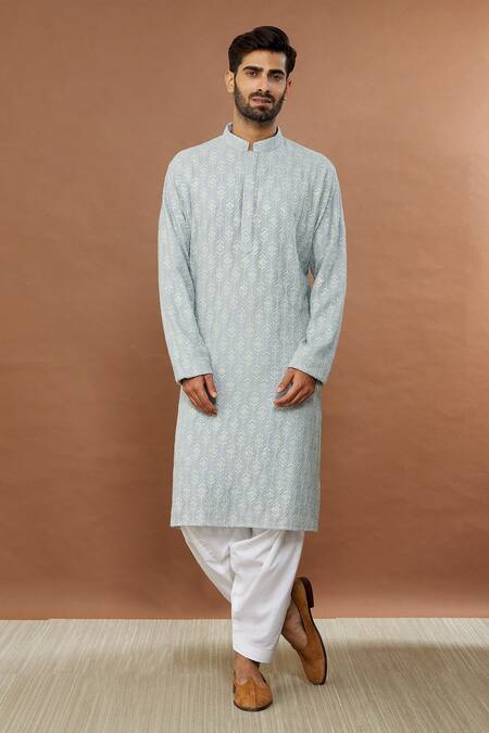 Buy Aham-Vayam Grey Cotton Sequins Bandhan Floral Embroidered Kurta And Patiala Set Online at Aza Fashions Buy_Aham-Vayam_Grey Cotton Sequins Bandhan Floral Embroidered Kurta And Patiala Set_Online_at_Aza_Fashions