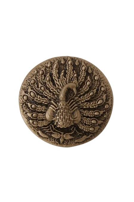 Buy_Cosa Nostraa_Gold Peacock Carved Buttons - Set Of 7 _Online_at_Aza_Fashions