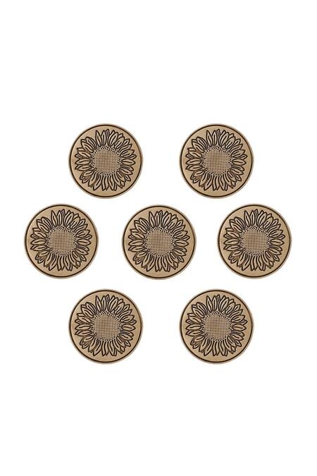 Cosa Nostraa Gold Sunflower Glitter Buttons - Set Of 7 Online at Aza Fashions Cosa Nostraa_Gold Sunflower Glitter Buttons - Set Of 7 _Online_at_Aza_Fashions