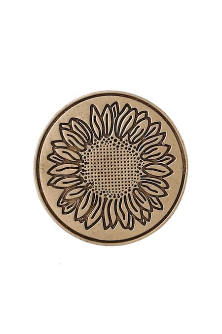Buy Cosa Nostraa Gold Sunflower Glitter Buttons - Set Of 7 Online at Aza Fashions Buy_Cosa Nostraa_Gold Sunflower Glitter Buttons - Set Of 7 _Online_at_Aza_Fashions