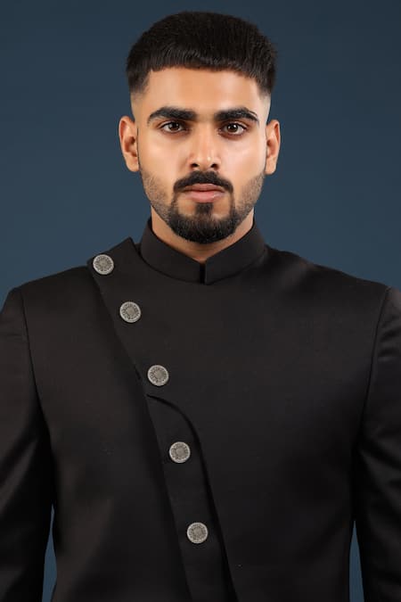 Shop Cosa Nostraa Grey Sunflower Glitter Buttons - Set Of 5 at Aza Fashions Shop_Cosa Nostraa_Grey Sunflower Glitter Buttons - Set Of 5 _at_Aza_Fashions