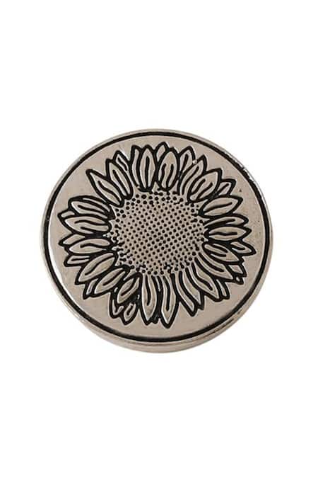 Buy Cosa Nostraa Grey Sunflower Glitter Buttons - Set Of 5 Online at Aza Fashions Buy_Cosa Nostraa_Grey Sunflower Glitter Buttons - Set Of 5 _Online_at_Aza_Fashions