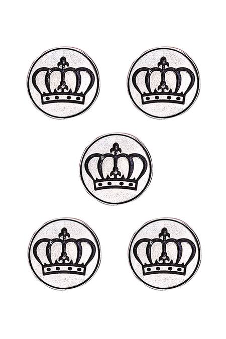 Cosa Nostraa Silver Elite Crown Oxidised Buttons - Set Of 5 Online at Aza Fashions Cosa Nostraa_Silver Elite Crown Oxidised Buttons - Set Of 5 _Online_at_Aza_Fashions