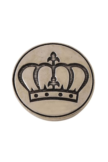 Buy Cosa Nostraa Grey Elite Crown Carved Buttons - Set Of 5 Online at Aza Fashions Buy_Cosa Nostraa_Grey Elite Crown Carved Buttons - Set Of 5 _Online_at_Aza_Fashions