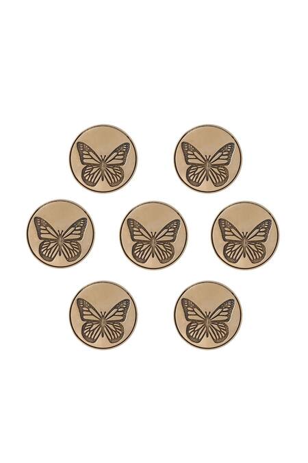 Cosa Nostraa Gold Dainty Butterfly Buttons - Set Of 7 Online at Aza Fashions Cosa Nostraa_Gold Dainty Butterfly Buttons - Set Of 7 _Online_at_Aza_Fashions