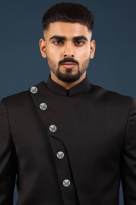 Shop Cosa Nostraa Silver Dainty Butterfly Oxidised Buttons - Set Of 7 at Aza Fashions Shop_Cosa Nostraa_Silver Dainty Butterfly Oxidised Buttons - Set Of 7 _at_Aza_Fashions