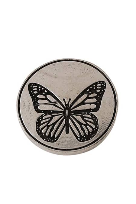 Buy_Cosa Nostraa_Grey Dainty Butterfly Carved Buttons - Set Of 5 _Online_at_Aza_Fashions