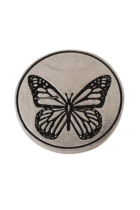 Buy_Cosa Nostraa_Grey Dainty Butterfly Carved Buttons - Set Of 7 _Online_at_Aza_Fashions