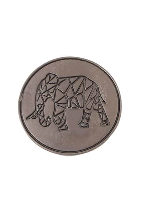 Buy_Cosa Nostraa_Grey Mighty Elephant Carved Buttons - Set Of 7 _Online_at_Aza_Fashions