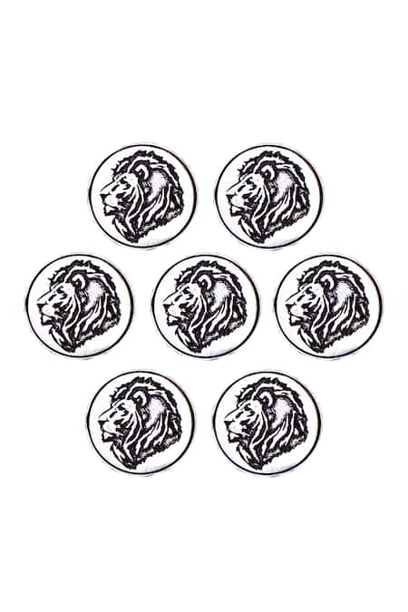 Cosa Nostraa_Silver Lion Oxidised Buttons - Set Of 7 _Online_at_Aza_Fashions