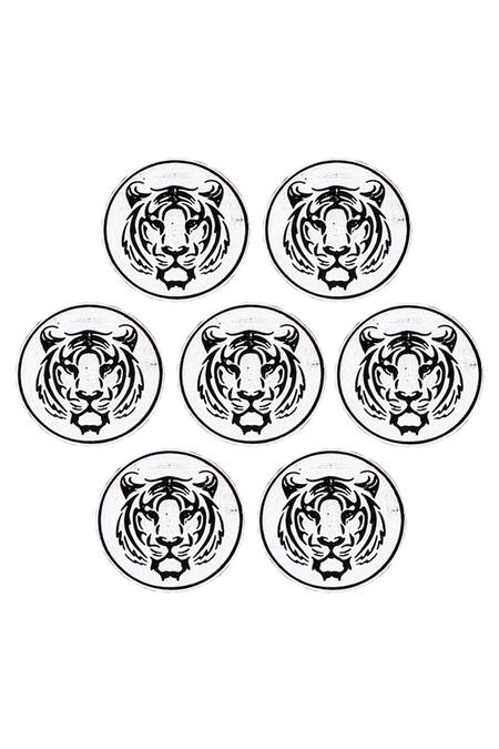 Cosa Nostraa_Silver Fiery Tiger Oxidised Buttons - Set Of 7 _Online_at_Aza_Fashions