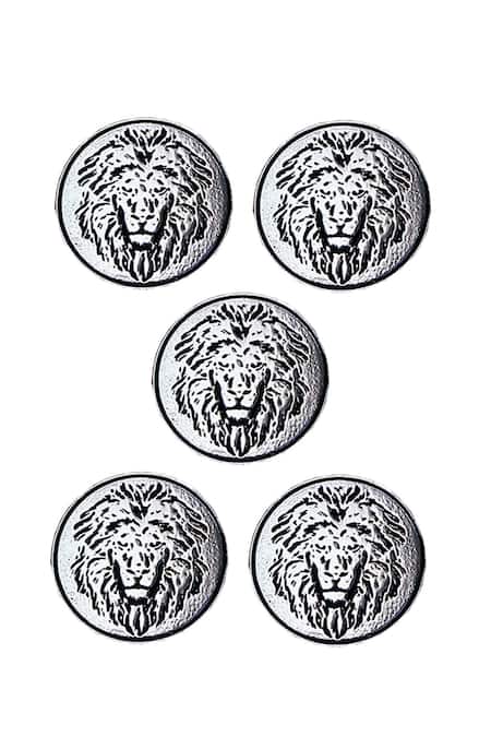 Cosa Nostraa_Silver Power Ruler Oxidised Buttons - Set Of 5 _Online_at_Aza_Fashions