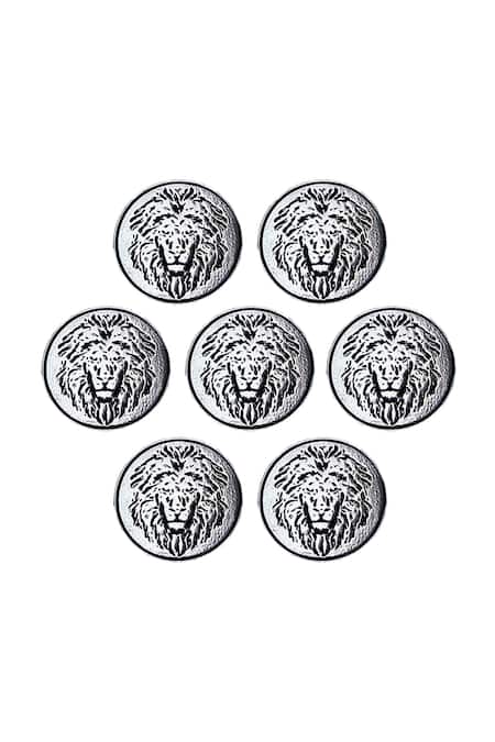 Cosa Nostraa Silver Power Ruler Oxidised Buttons - Set Of 7 Online at Aza Fashions Cosa Nostraa_Silver Power Ruler Oxidised Buttons - Set Of 7 _Online_at_Aza_Fashions