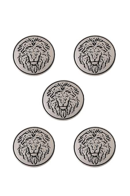Cosa Nostraa Grey Power Ruler Buttons - Set Of 5 Online at Aza Fashions Cosa Nostraa_Grey Power Ruler Buttons - Set Of 5 _Online_at_Aza_Fashions