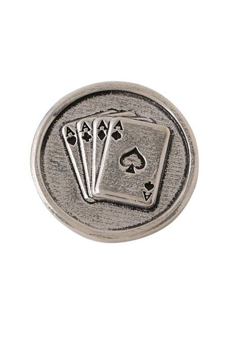 Buy Cosa Nostraa Grey Aces Rules Brass Buttons - Set Of 5 Online at Aza Fashions Buy_Cosa Nostraa_Grey Aces Rules Brass Buttons - Set Of 5 _Online_at_Aza_Fashions