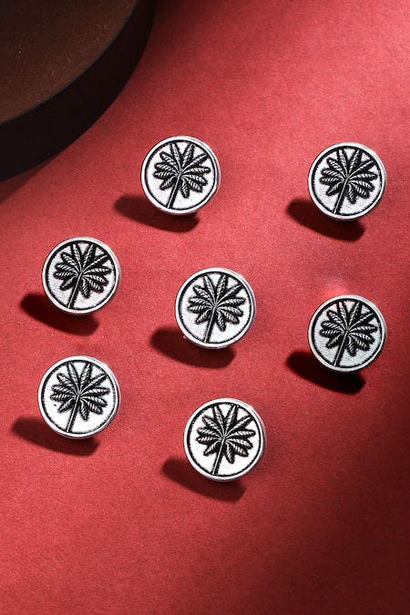 Cosa Nostraa Floral Oxidised Buttons - Set of 7 