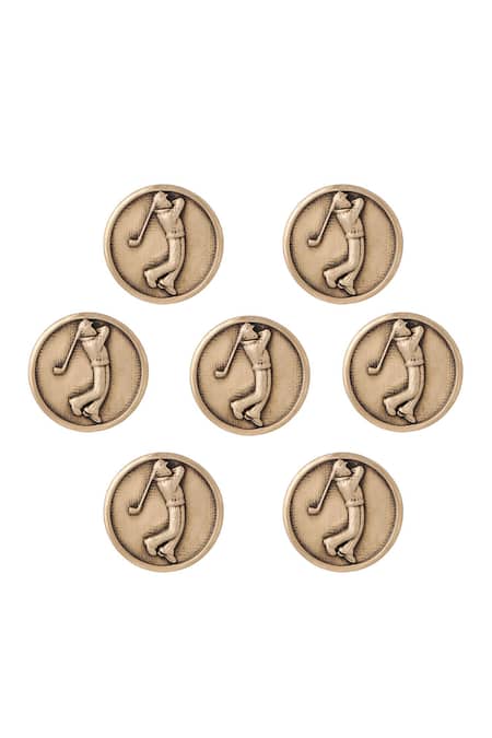 Cosa Nostraa_Gold Golfer Buttons - Set Of 7 _Online_at_Aza_Fashions