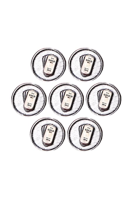 Cosa Nostraa Silver Gold Biscuit Oxidised Buttons - Set Of 7 Online at Aza Fashions Cosa Nostraa_Silver Gold Biscuit Oxidised Buttons - Set Of 7 _Online_at_Aza_Fashions