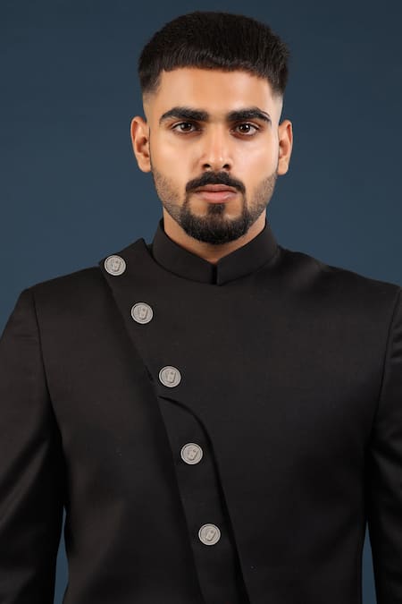 Shop Cosa Nostraa Grey Gold Biscuit Buttons - Set Of 7 at Aza Fashions Shop_Cosa Nostraa_Grey Gold Biscuit Buttons - Set Of 7 _at_Aza_Fashions