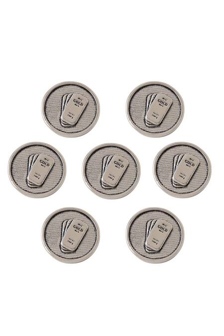 Cosa Nostraa Grey Gold Biscuit Buttons - Set Of 7 Online at Aza Fashions Cosa Nostraa_Grey Gold Biscuit Buttons - Set Of 7 _Online_at_Aza_Fashions