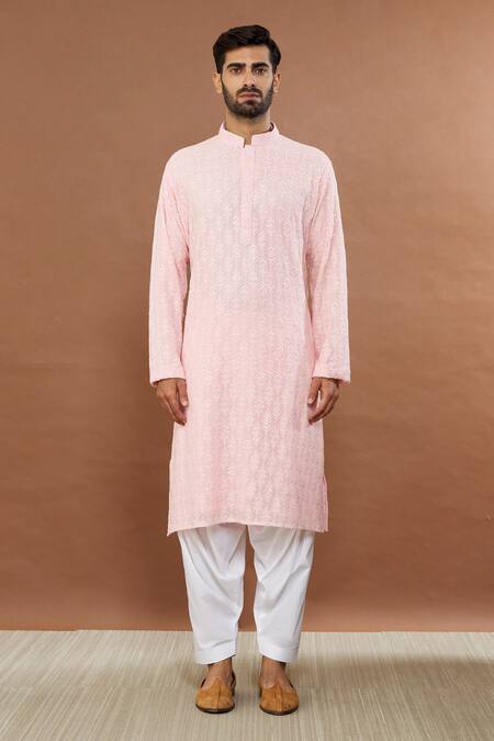 Aham-Vayam Pink Cotton Sequins Floral Embroidered Kurta And Patiala Set Online at Aza Fashions Aham-Vayam_Pink Cotton Sequins Floral Embroidered Kurta And Patiala Set_Online_at_Aza_Fashions