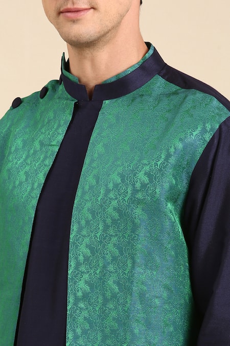 Buy Mayank Modi - Men Green Silk, Jacquard Embroidery Floral Woven Kurta Set Online at Aza Fashions Buy_Mayank Modi - Men_Green Silk, Jacquard Embroidery Floral Woven Kurta Set _Online_at_Aza_Fashions