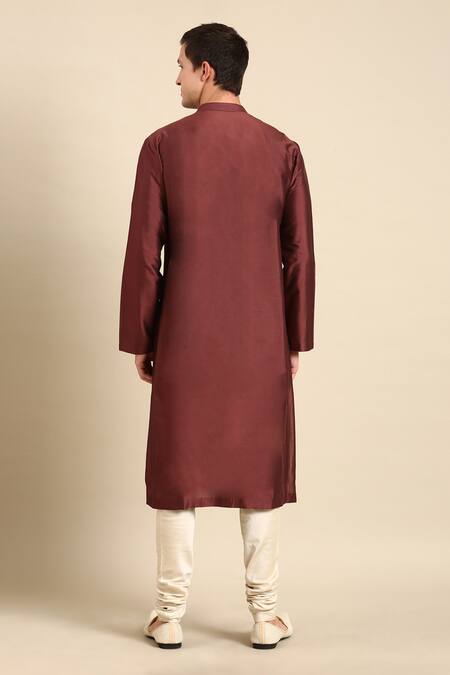 Shop Mayank Modi - Men Blue Silk, Muslin Embroidery Colorblock Floral Print Kurta Set at Aza Fashions Shop_Mayank Modi - Men_Blue Silk, Muslin Embroidery Colorblock Floral Print Kurta Set _at_Aza_Fashions