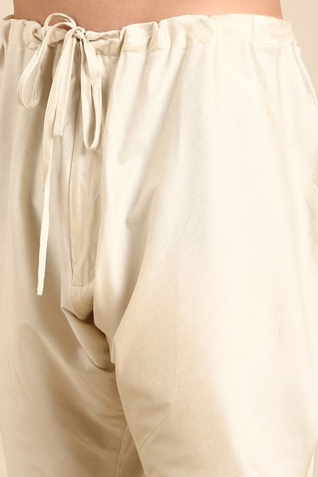 Buy Mayank Modi - Men Blue Silk, Muslin Embroidery Colorblock Floral Print Kurta Set Buy_Mayank Modi - Men_Blue Silk, Muslin Embroidery Colorblock Floral Print Kurta Set