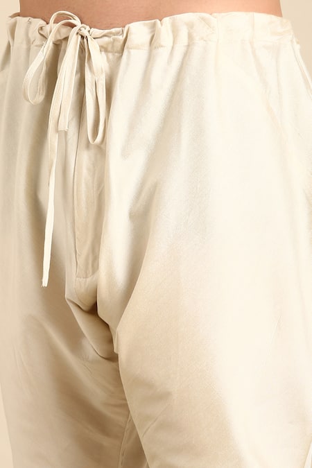 Buy_Mayank Modi - Men_Brown Silk, Chanderi Colorblock Geometric Print Kurta Set 