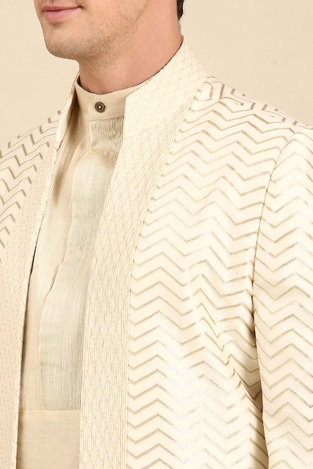 Mayank Modi - Men_Ivory Chanderi Silk Embroidery Jacket _Online_at_Aza_Fashions