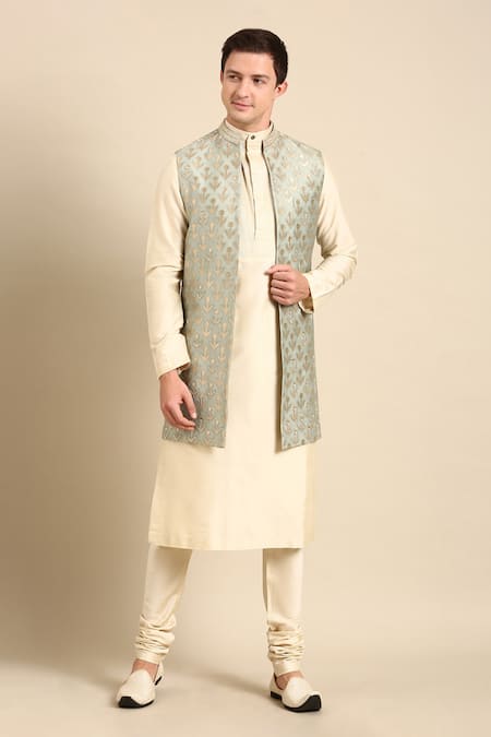 Mayank Modi - Men Floral Woven Nehru Jacket 