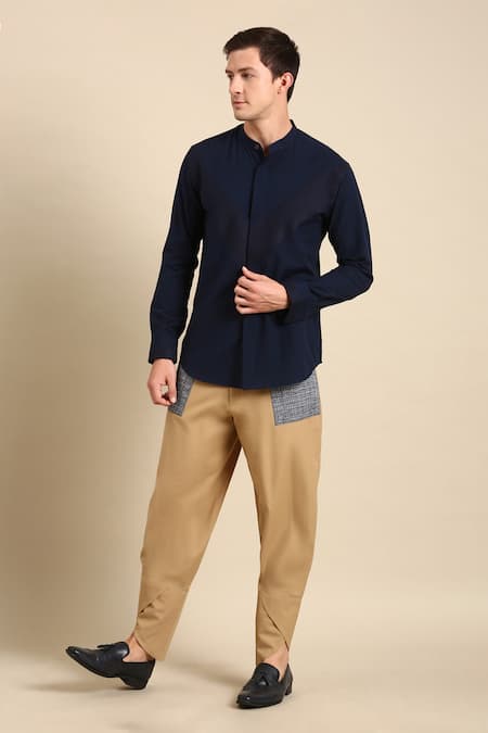 Mayank Modi - Men Placement Embroidered Pant 