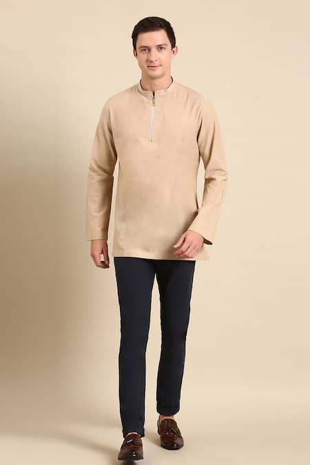 Mayank Modi - Men Solid Short Kurta 