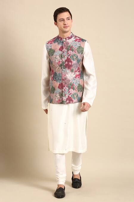 Mayank Modi - Men Flower Digital Print Nehru Jacket 