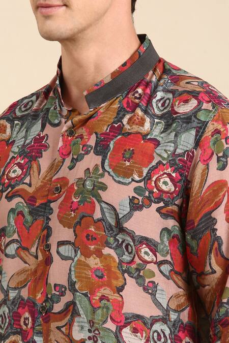 Buy_Mayank Modi - Men_Multi Color Muslin Digital Print Shirt For Kids_Online_at_Aza_Fashions